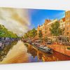 Amsterdam Grachten, auf Leinwand, wie Ölgemälde, Digital Art