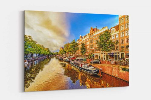 amsterdam-1k2 Amsterdam Grachten, auf Leinwand, wie Ölgemälde, Digital Art