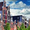 Amsterdam Grachten, auf Leinwand, wie Ölgemälde, Digital Art