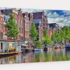 Amsterdam Grachten, auf Leinwand, wie Ölgemälde, Digital Art