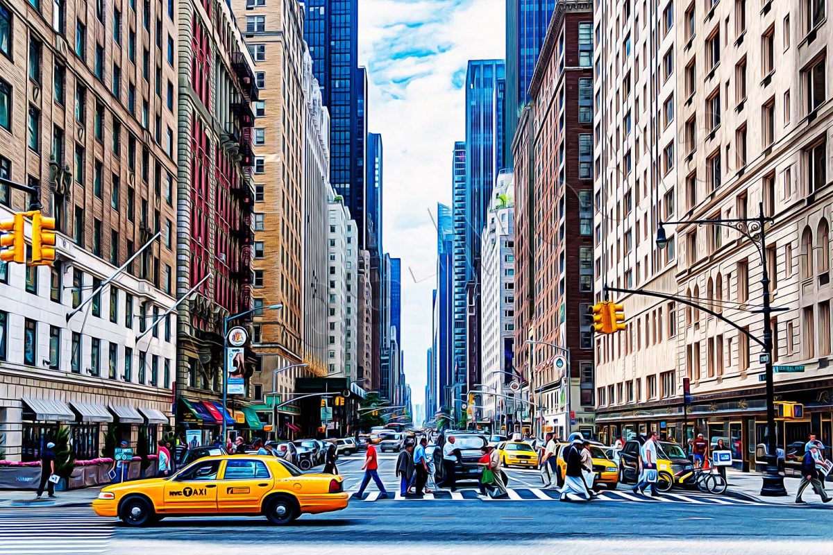 architecture-1853552-k Manhattan, New York, auf Leinwand, wie Ölgemälde, Digital Art