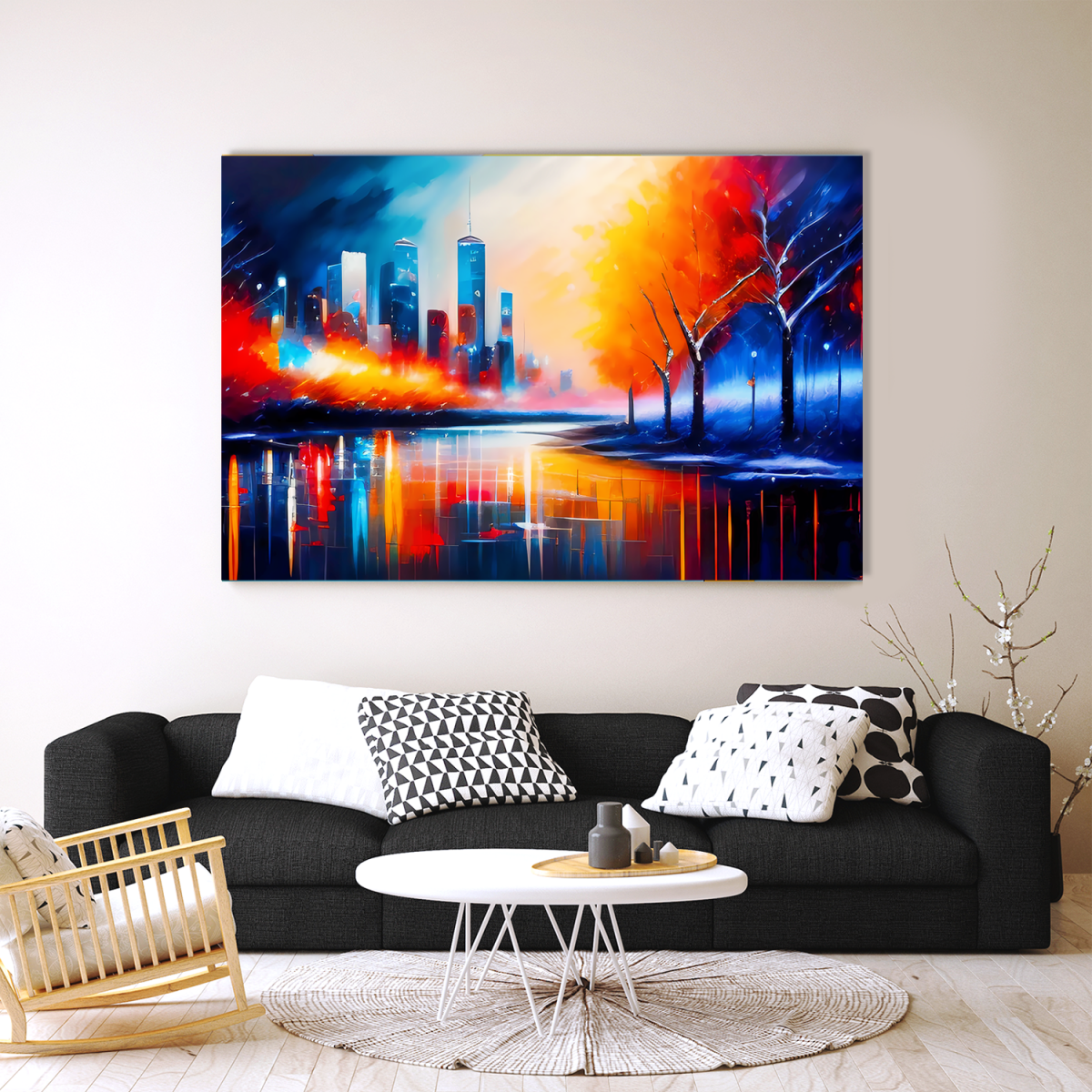 City Winter-Szene, Expressionismus Komposition, Graffiti, wie Gemälde