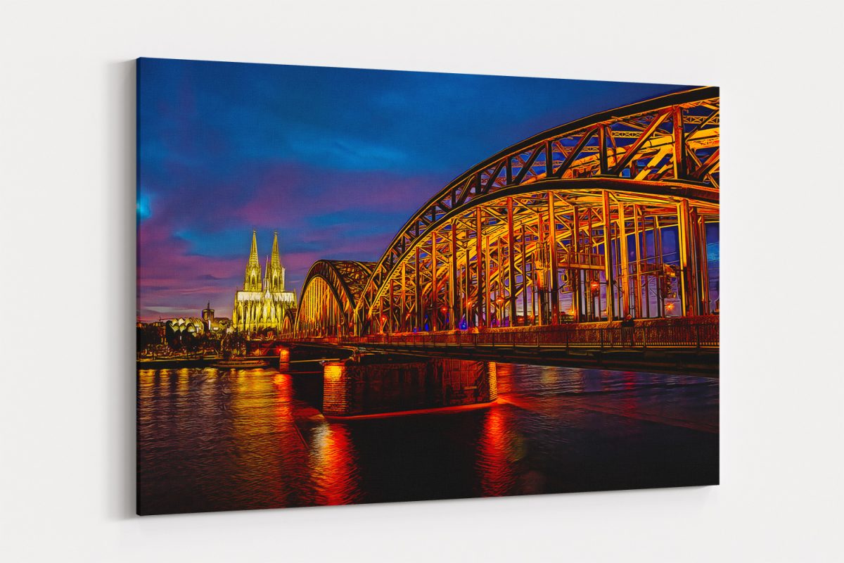 Köln Hohenzollernbrücke auf Leinwand, Köln, Rhein, wie Ölgemälde