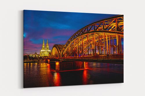Köln Hohenzollernbrücke auf Leinwand, Köln, Rhein, wie Ölgemälde