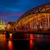 Köln Hohenzollernbrücke auf Leinwand, Köln, Rhein, wie Ölgemälde