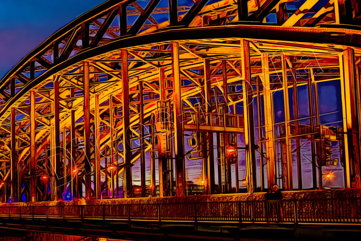 Köln Hohenzollernbrücke auf Leinwand, Köln, Rhein, wie Ölgemälde