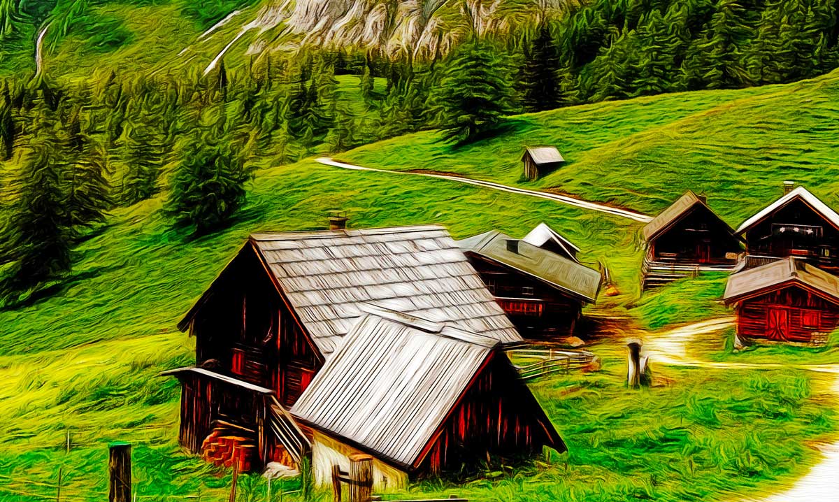 Dachstein, Alpen, Gebirge, Gebirgslanschaft, auf Leinwand, wie Ölgemälde, Digital Art