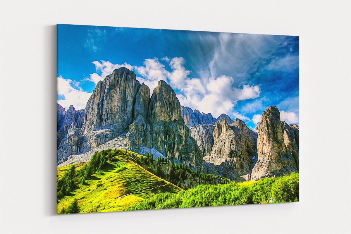 dolomites-2535069-6_1 Dolomiten, Alpen, Gebirge, Gebirgslanschaft, auf Leinwand, wie Ölgemälde, Digital Art