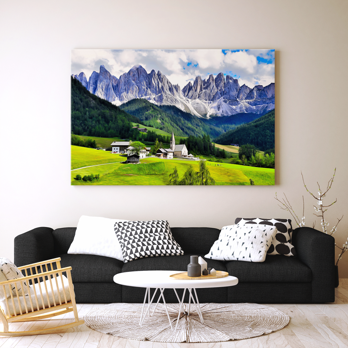 dolomites-4342572-2gk1 Dolomiten, Alpen, Gebirge, Gebirgslanschaft, auf Leinwand, wie Ölgemälde, Digital Art