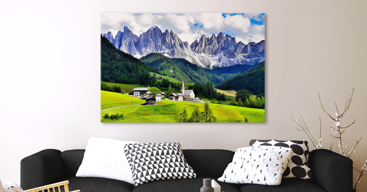 dolomites-4342572-2gk2 Dolomiten, Alpen, Gebirge, Gebirgslanschaft, auf Leinwand, wie Ölgemälde, Digital Art