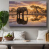 XXL Leinwandbild Elefant bei Sonnenuntergang - Tiermotiv