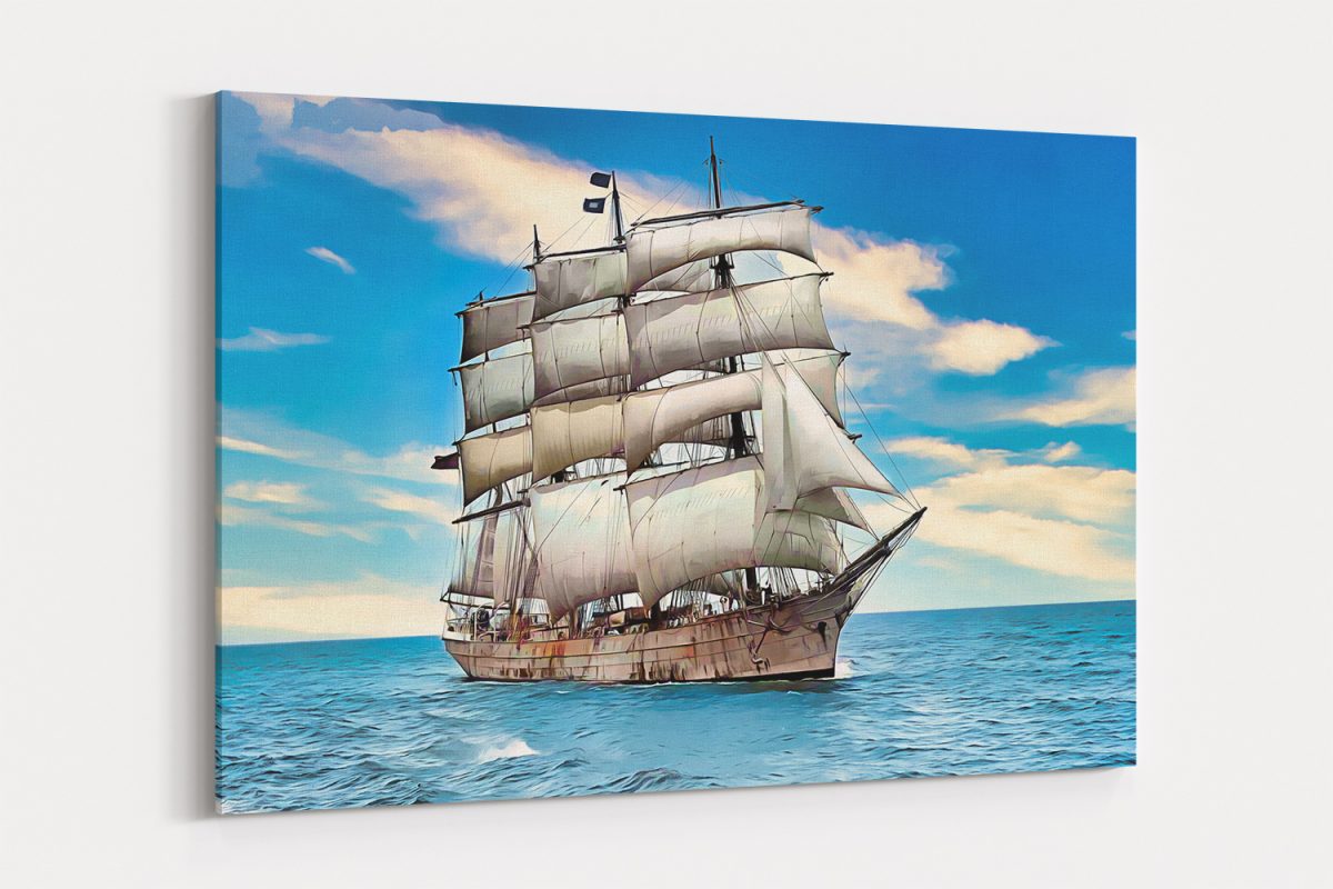 Segelschiff Viermastbark Svithiod auf Leinwand, wie Ölgemälde, Digital Art,