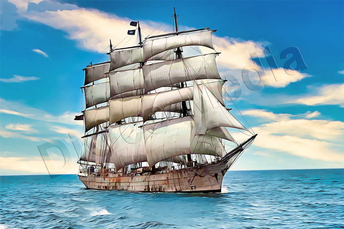 Segelschiff Viermastbark Svithiod auf Leinwand, wie Ölgemälde, Digital Art,