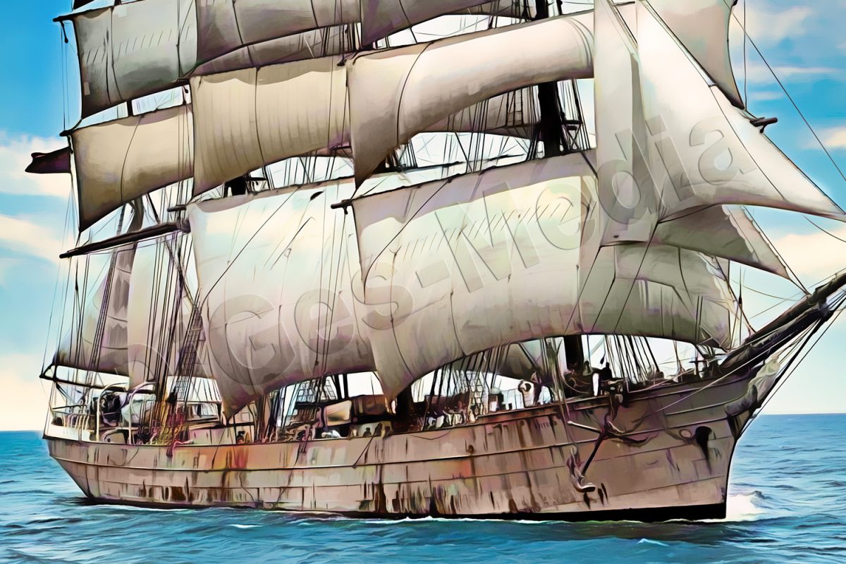 Segelschiff Viermastbark Svithiod auf Leinwand, wie Ölgemälde, Digital Art,