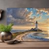 leuchtturm_ostsee-3 Blick auf das Meer mit Leuchtturm – Bild auf Leinwand
