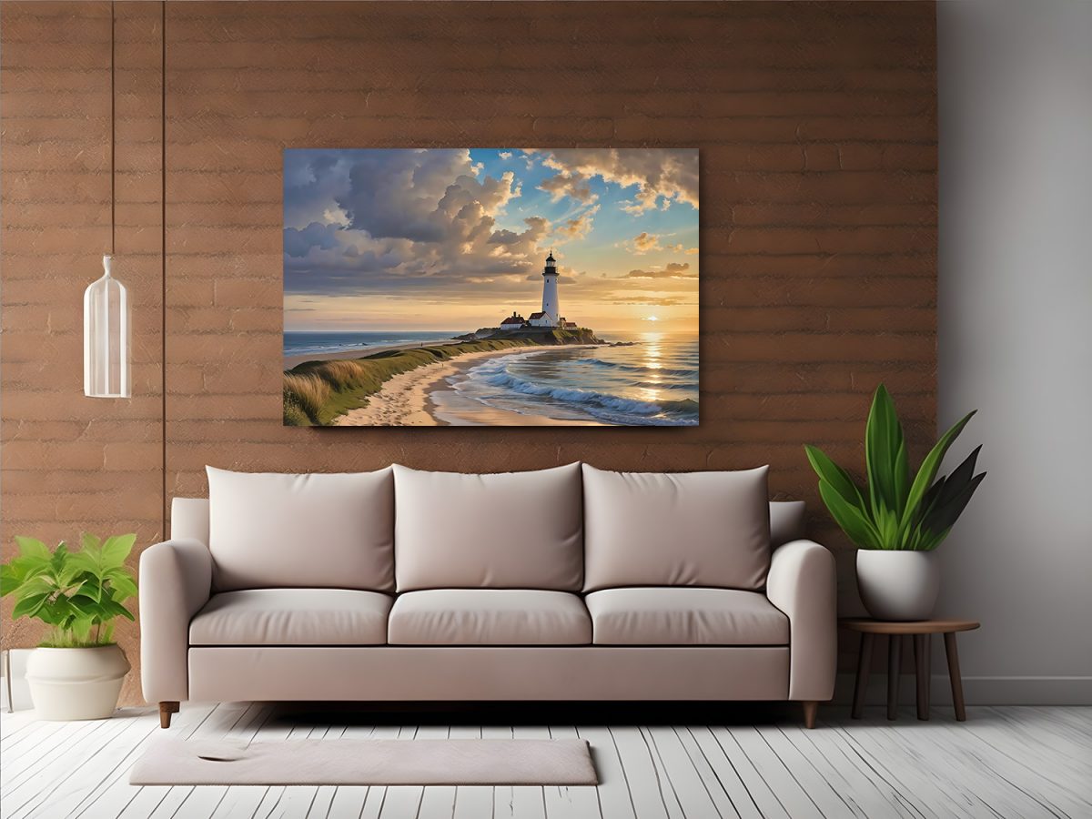 leuchtturm_ostsee-4 Blick auf das Meer mit Leuchtturm – Bild auf Leinwand