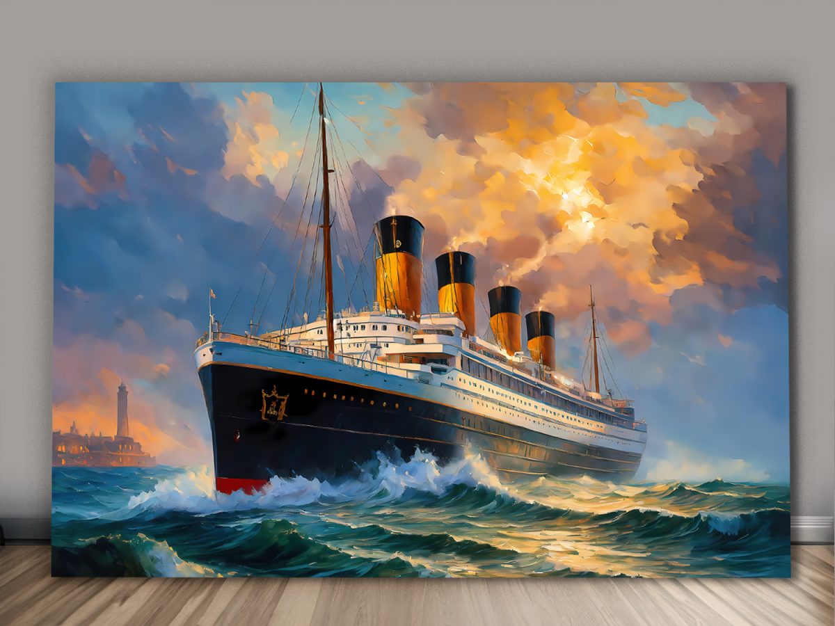 ocean_liner2-1 Ozeandampfer mit vier Schornsteinen, wie Ölgemälde