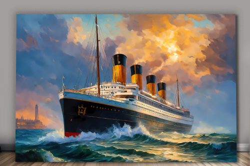 Ozeandampfer mit vier Schornsteinen, wie Ölgemälde