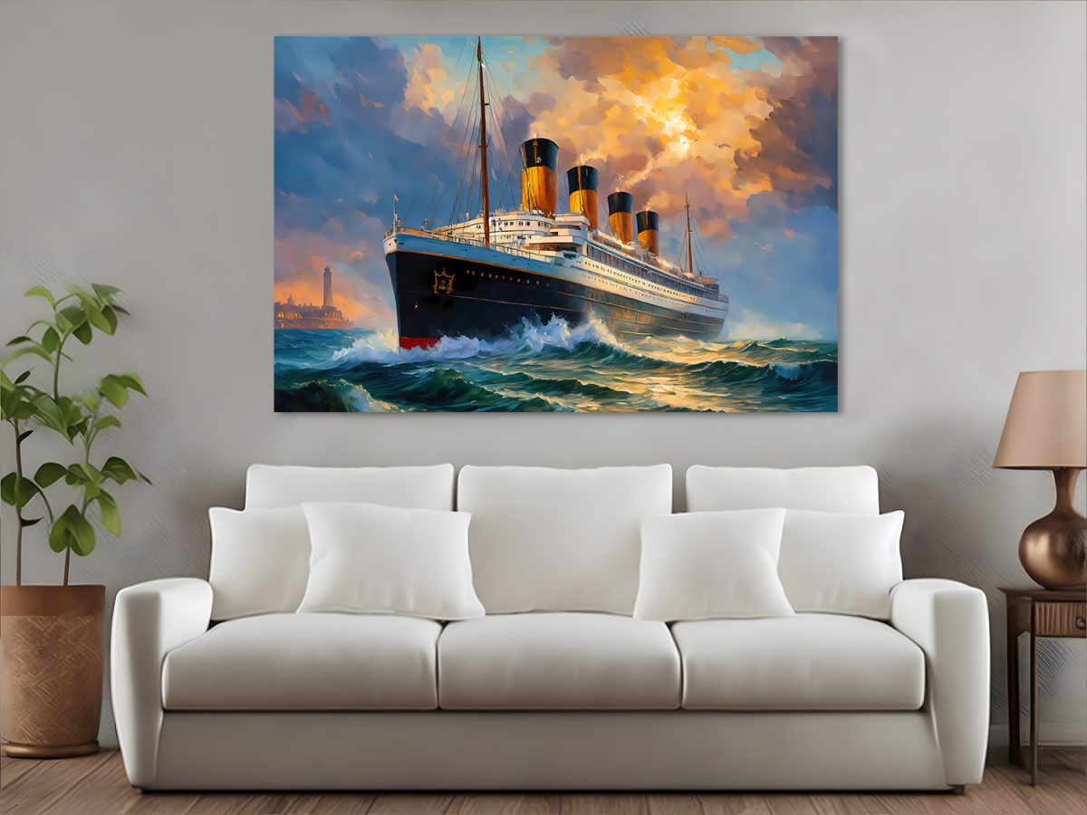 ocean_liner2-2 Ozeandampfer mit vier Schornsteinen, wie Ölgemälde