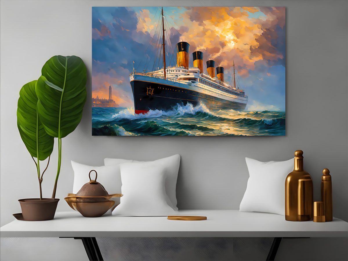 ocean_liner2-5 Ozeandampfer mit vier Schornsteinen, wie Ölgemälde