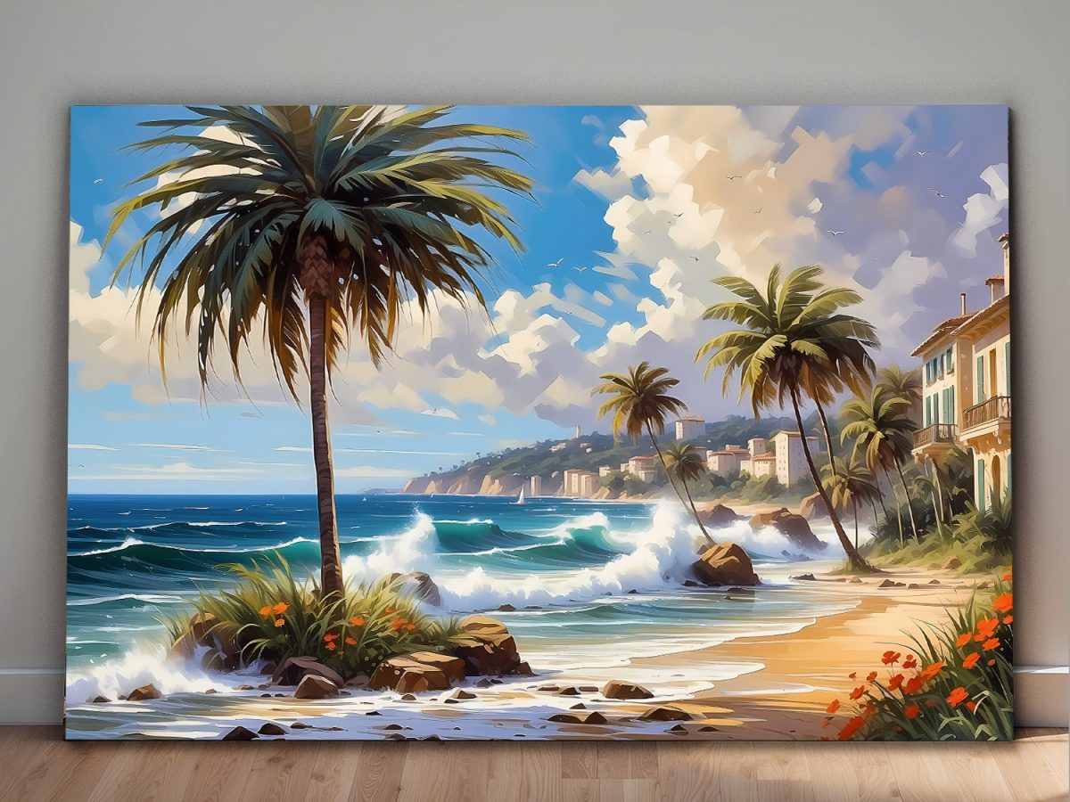 palmenstrand-1 Palmenstand – Bild auf Leinwand