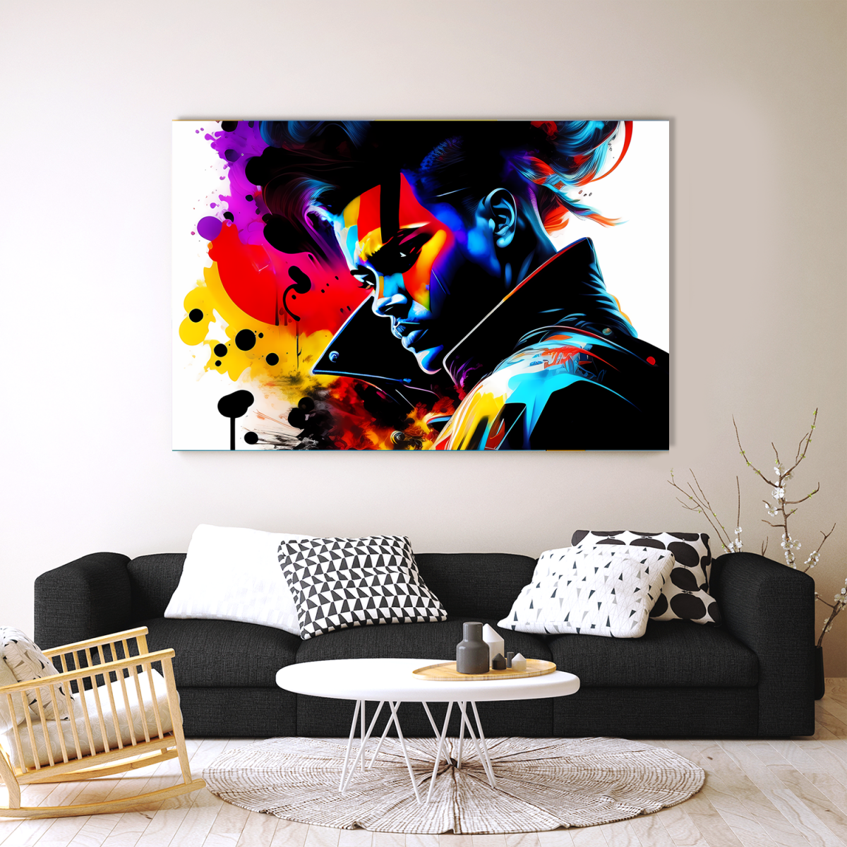 punk1-2 Punk mit Mantel ,Expressionismus, Druck auf Leiwand, Graffiti, wie Gemälde