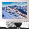 Winterlandschaft mit Blick auf die Alpen auf Leinwand, wie Ölgemälde,
