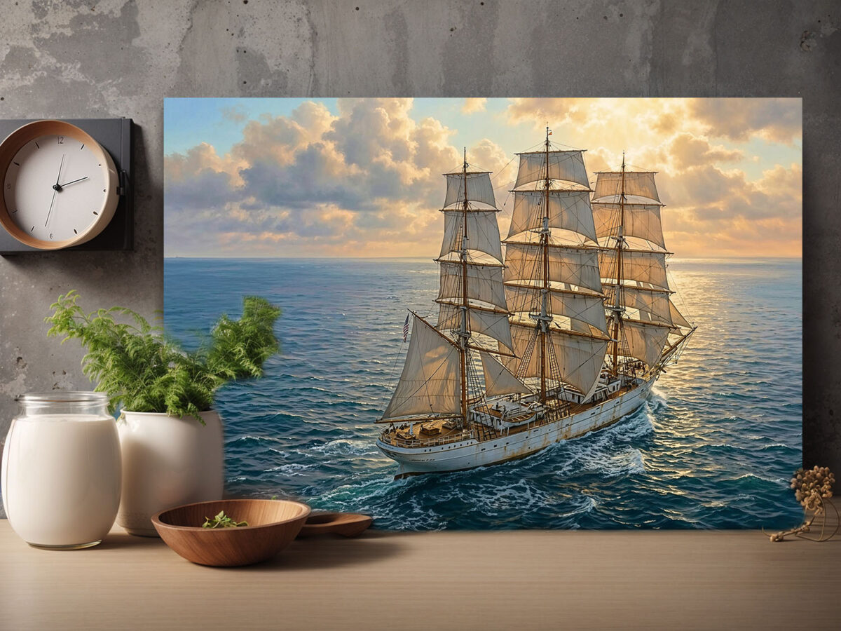 segelschiff25_0002_Gruppe 3 XXL Leinwandbild Dreimaster Segelschiff Meer - Maritim Kunstdruck