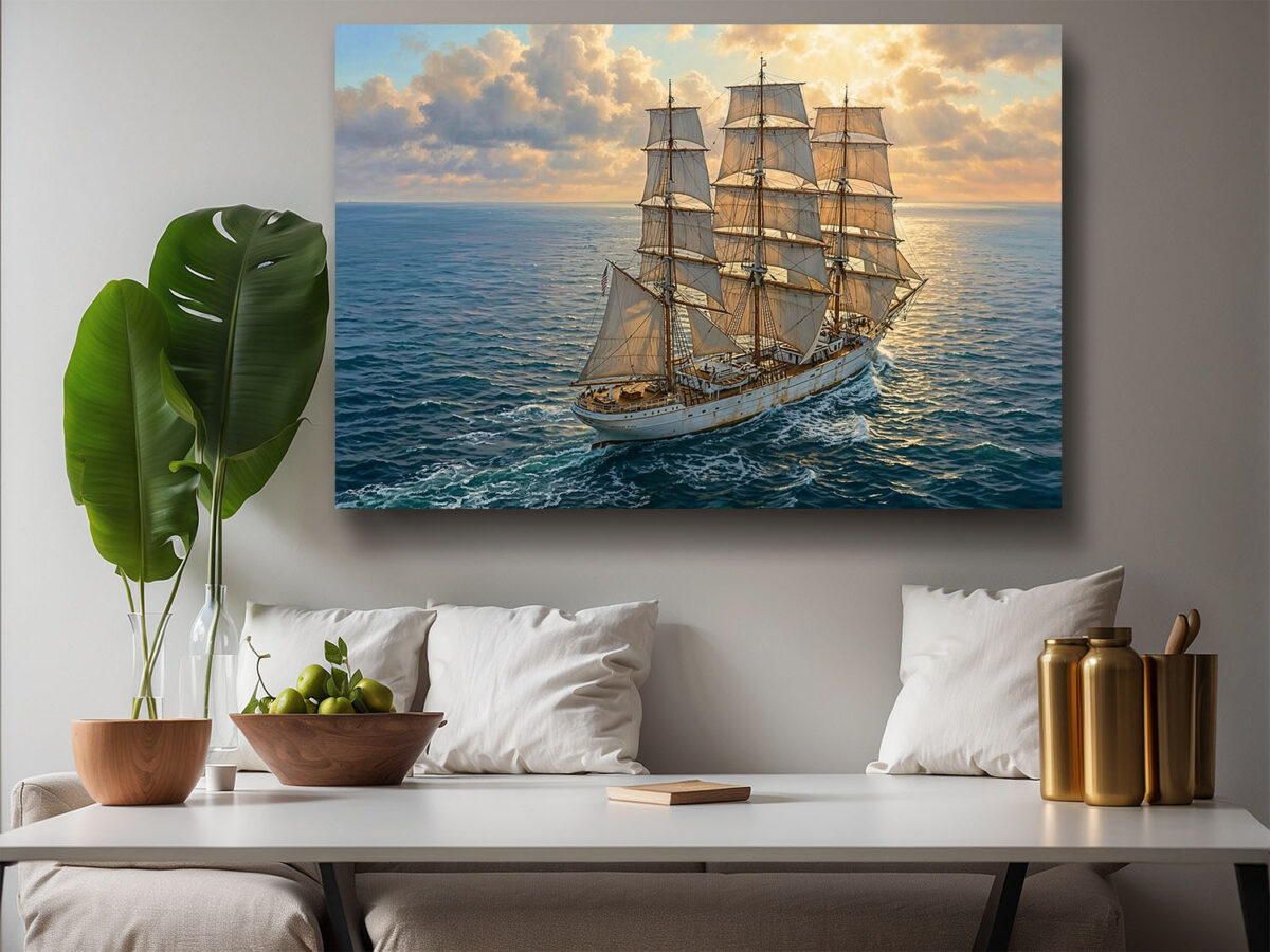 segelschiff25_0004_Gruppe 2 XXL Leinwandbild Dreimaster Segelschiff Meer - Maritim Kunstdruck