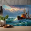 Fischkutter in rauher See – wie Ölgemälde, Digital Art