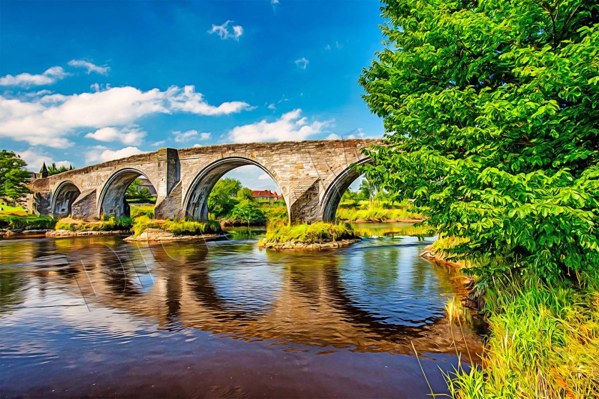 Stirling Brücke, Schottland, auf Leiwand, wie Gemälde wie Ölgemälde, Digital Art
