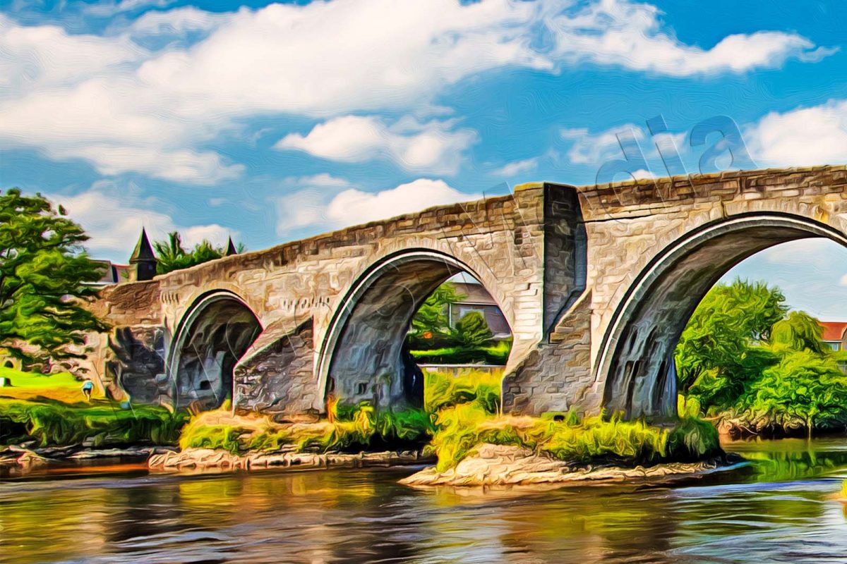 Stirling Brücke, Schottland, auf Leiwand, wie Gemälde wie Ölgemälde, Digital Art