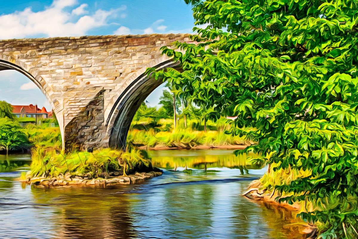 Stirling Brücke, Schottland, auf Leiwand, wie Gemälde wie Ölgemälde, Digital Art