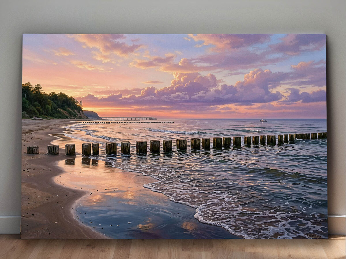 Ostseeküste im Abendlicht - Bild auf Leinwand