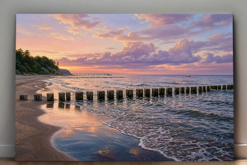 strand5_0000_Gruppe 5 Ostseeküste im Abendlicht - Bild auf Leinwand