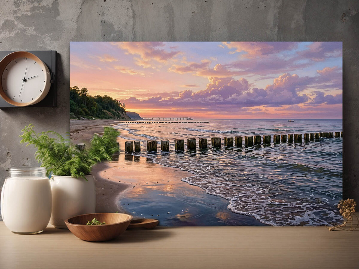 Ostseeküste im Abendlicht - Bild auf Leinwand