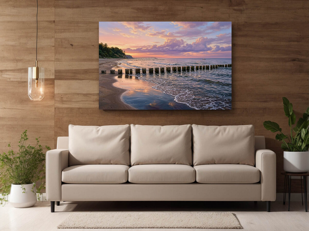 Ostseeküste im Abendlicht - Bild auf Leinwand