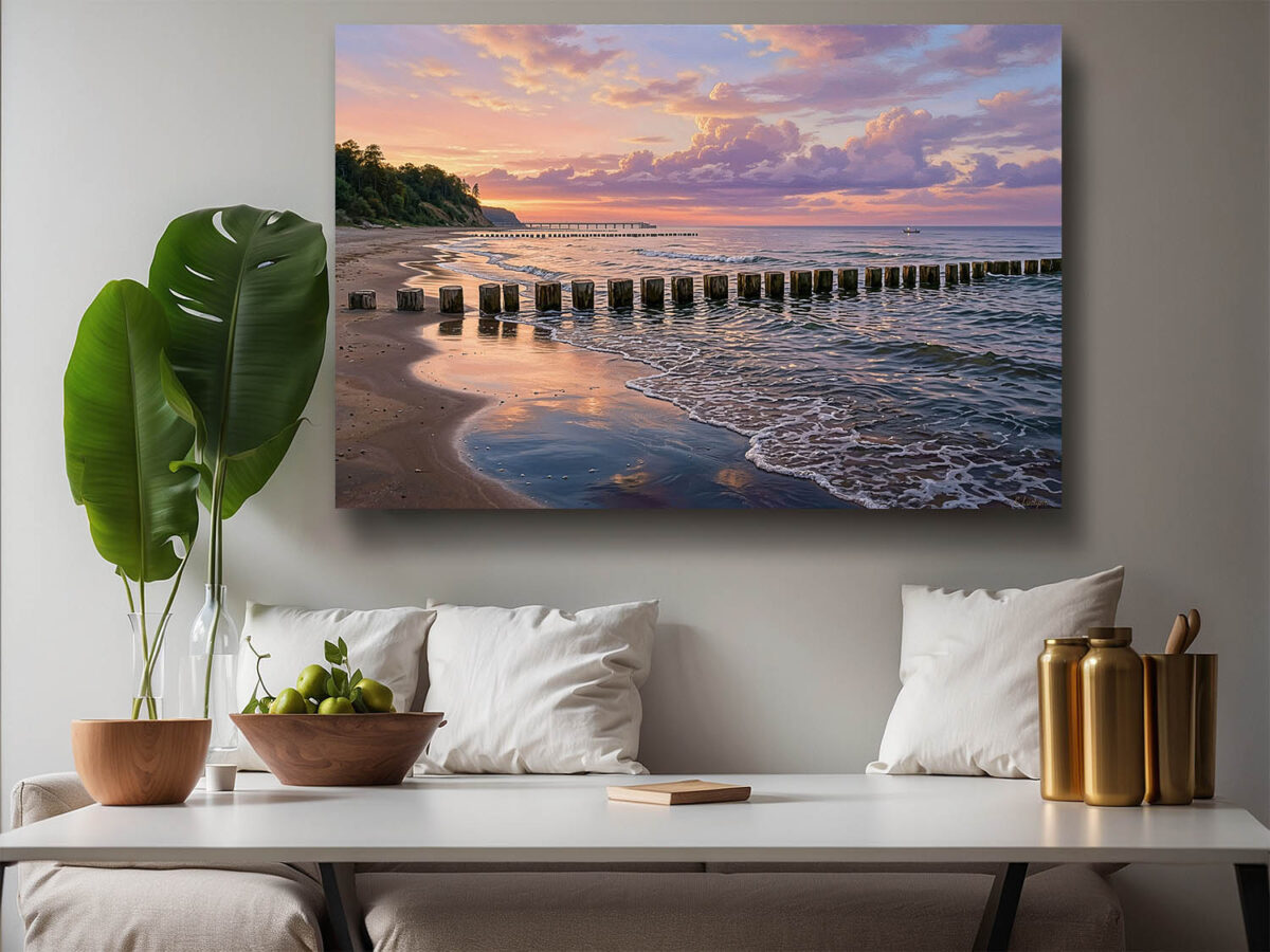 Ostseeküste im Abendlicht - Bild auf Leinwand