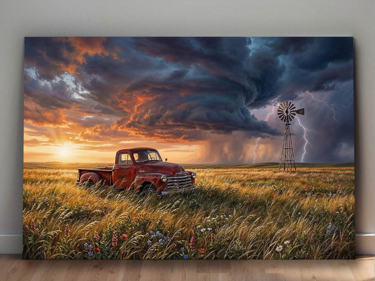 XXL Leinwandbild Sturm über der Prärie