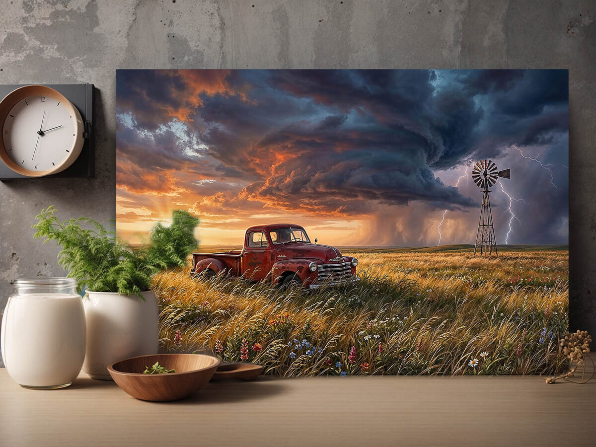XXL Leinwandbild Sturm über der Prärie