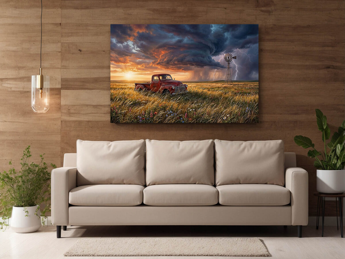 XXL Leinwandbild Sturm über der Prärie