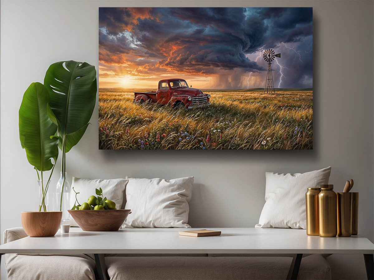 XXL Leinwandbild Sturm über der Prärie