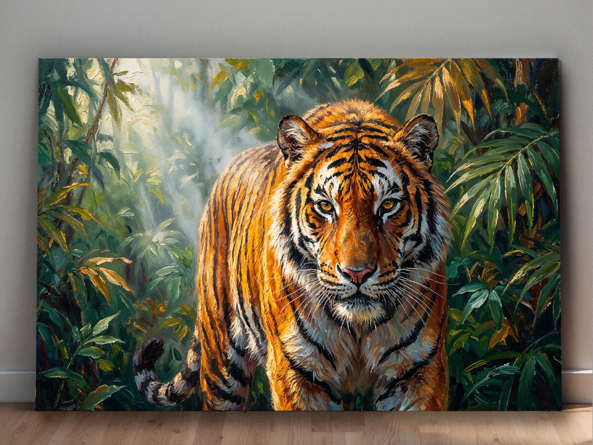 XXL Leinwandbild Tiger im Dschungel - Ausdrucksstarkes Tiermotiv