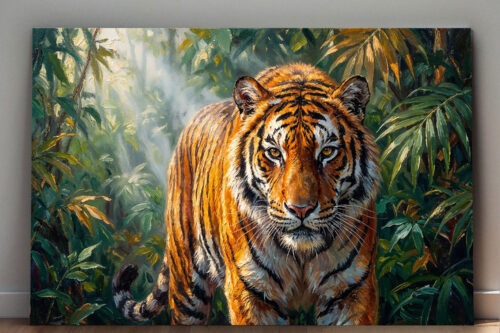 XXL Leinwandbild Tiger im Dschungel - Ausdrucksstarkes Tiermotiv