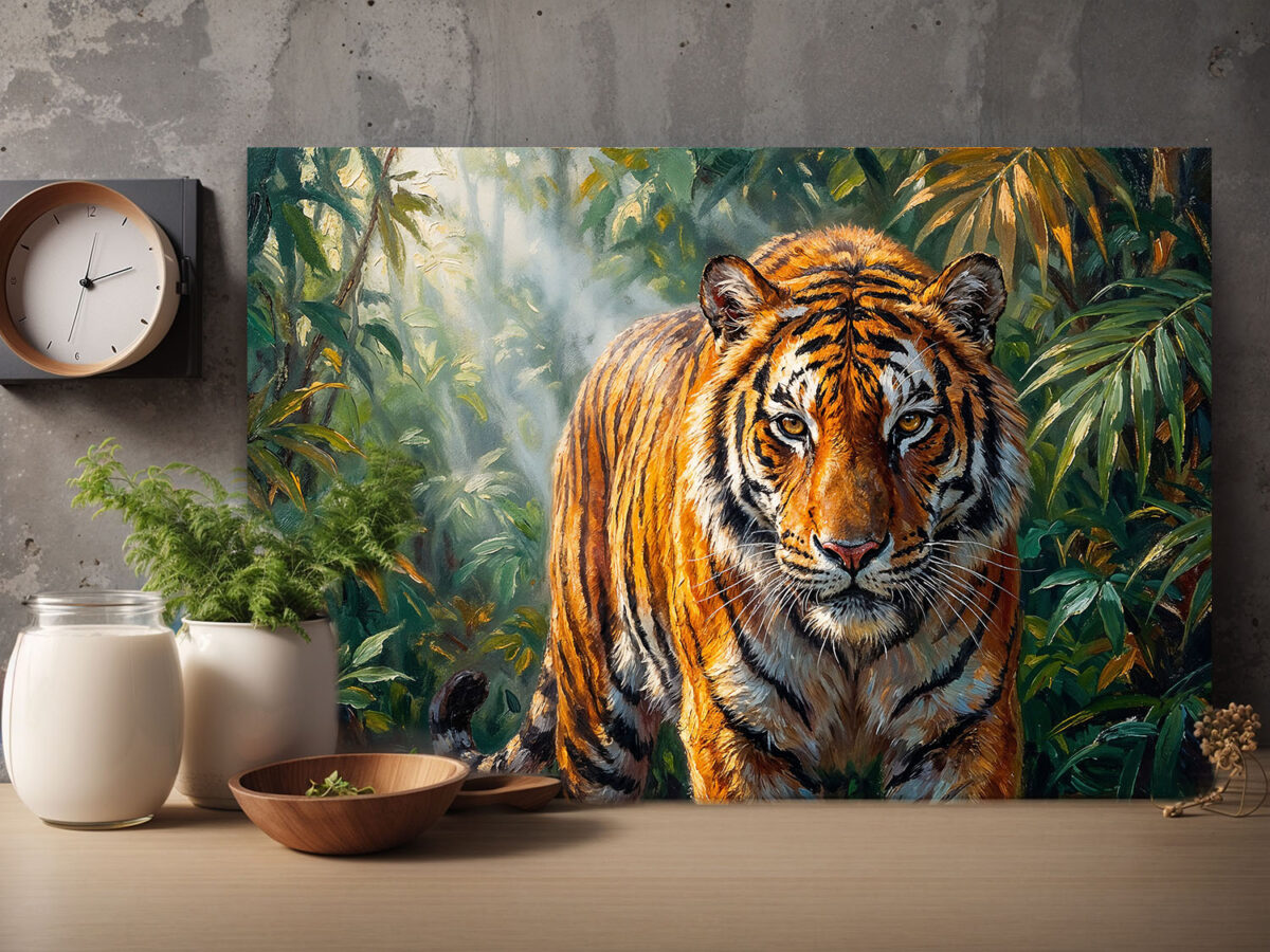 XXL Leinwandbild Tiger im Dschungel - Ausdrucksstarkes Tiermotiv