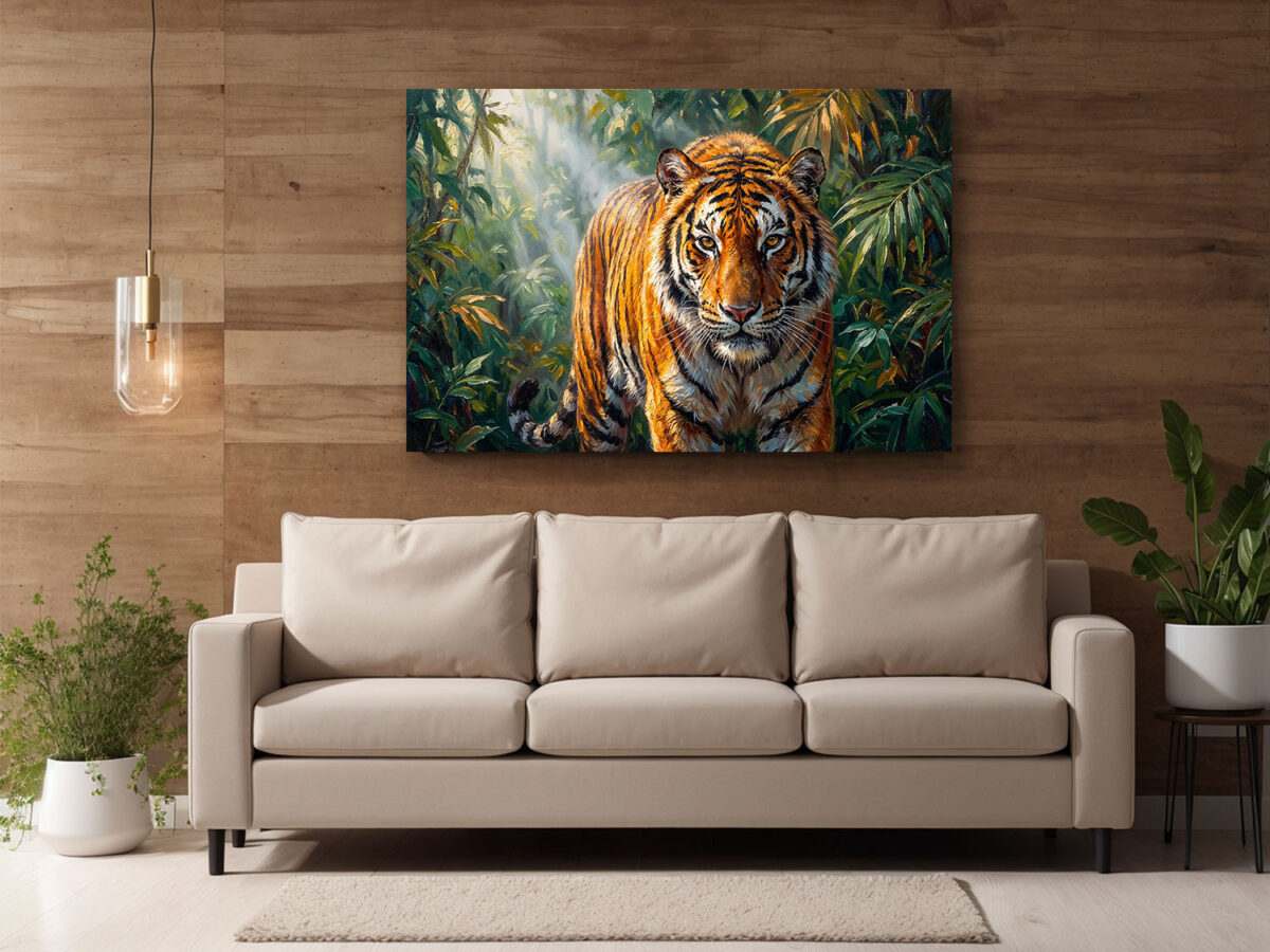 XXL Leinwandbild Tiger im Dschungel - Ausdrucksstarkes Tiermotiv