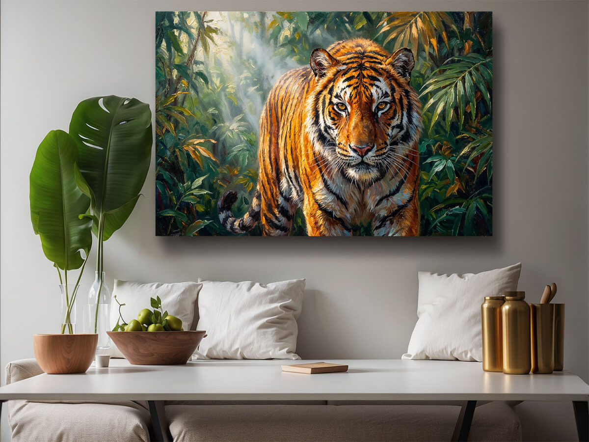 XXL Leinwandbild Tiger im Dschungel - Ausdrucksstarkes Tiermotiv