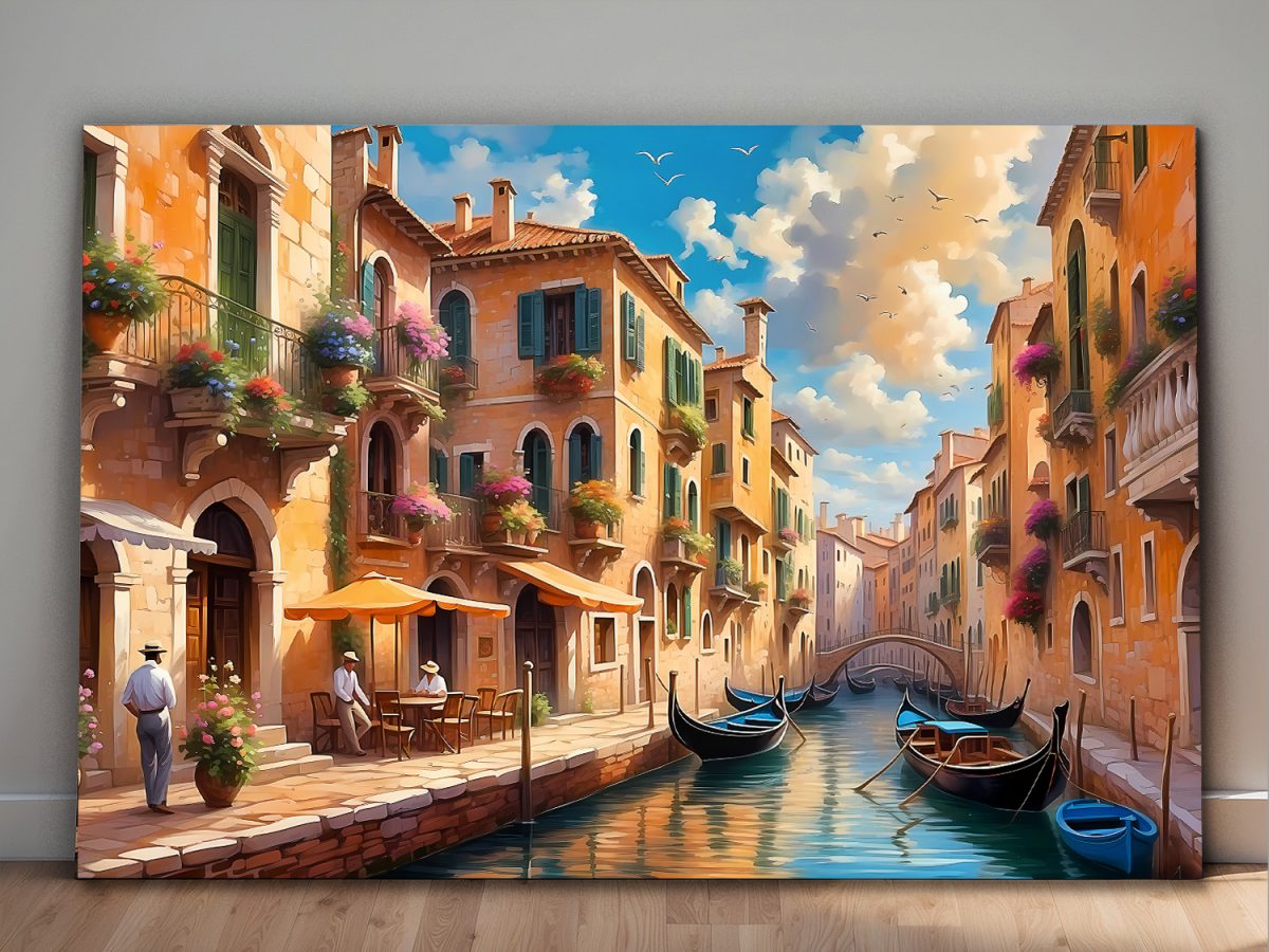 Kanal in Venedig – Bild auf Leinwand