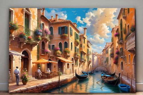 Kanal in Venedig – Bild auf Leinwand