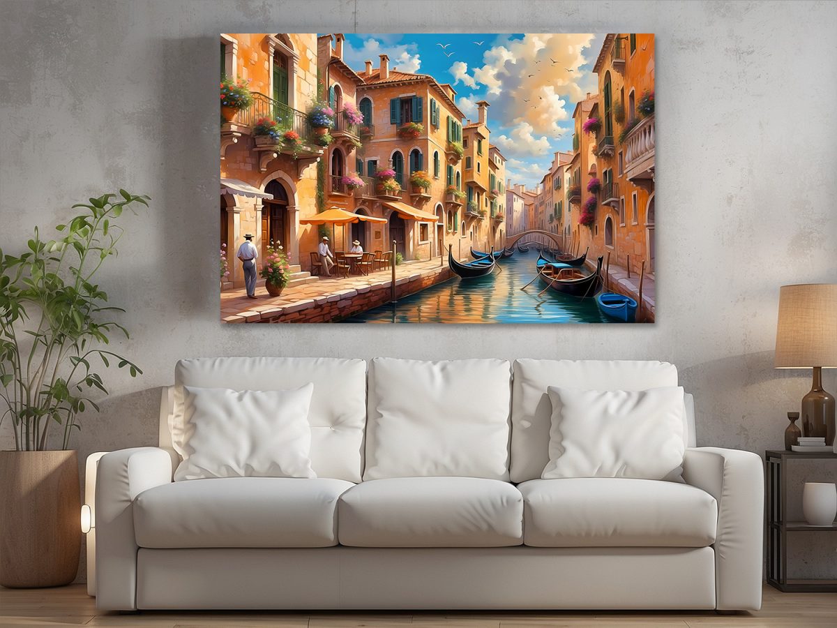 Kanal in Venedig – Bild auf Leinwand